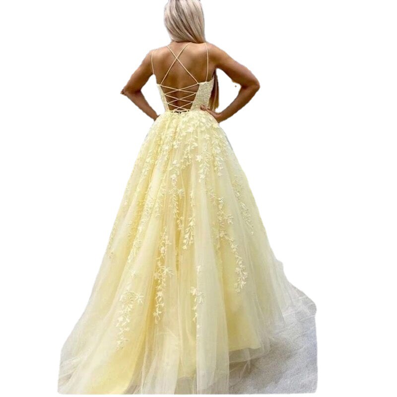 El comercio exterior de Europa y América Amazon AliExpress deseo vestido de noche sexy Correa backless encaje vestido de novia largo image 6