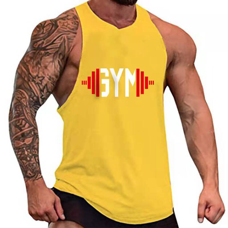 Men's Muscle Sports Running Trendy Basketball Training Clothes Top Loose Waistcoat Gym Vest Sleeveless T-shirt