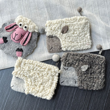 手工羊毛毡零钱包尼泊尔创意卡通小羊卡包硬币包女款可爱手拿包