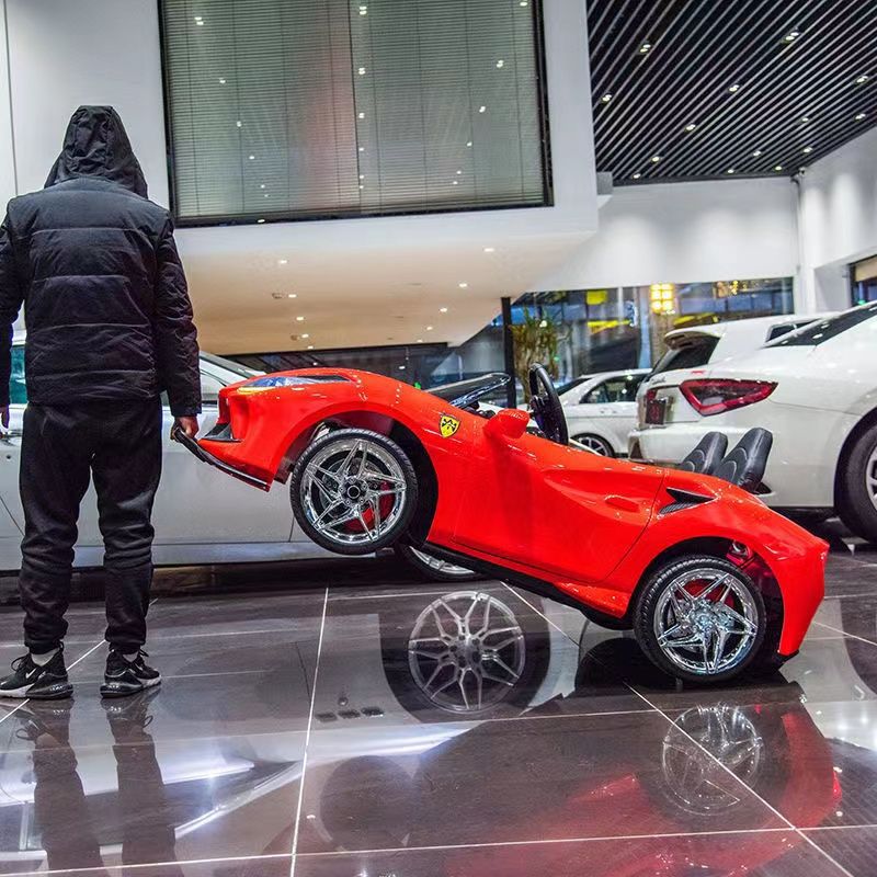 Coche eléctrico para niños coche de control remoto grande de dos asientos puede sentarse adultos niños y niñas bebé coche de juguete de carga de cuatro ruedas