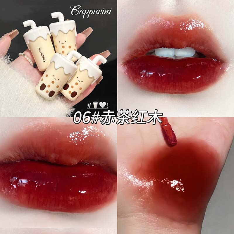 CAPPUVINI té de leche de perla esmalte de labios esmalte de mujer textura de espejo de agua limpia lápiz labial transfronterizo maquillaje al por mayor