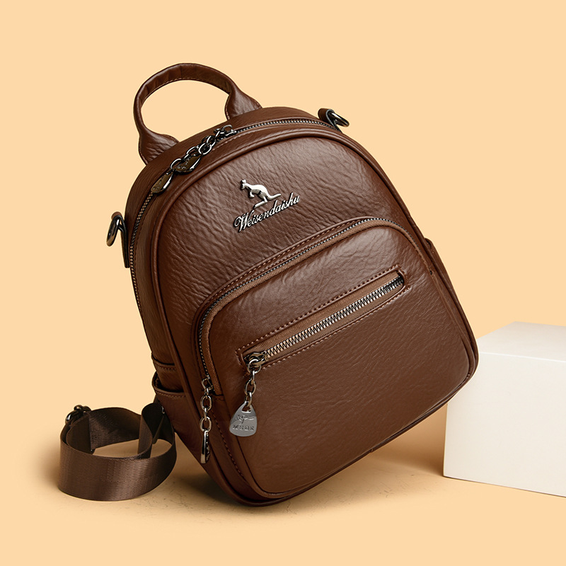 Mochila de alta textura para mujeres nueva moda transfronteriza multicolor mochila de cuero suave multifuncional mochila de viaje
