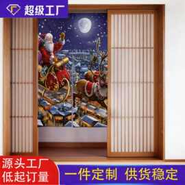 加厚棉麻厨房隔断帘半帘店铺隔油烟餐饮后厨轻奢印制门帘