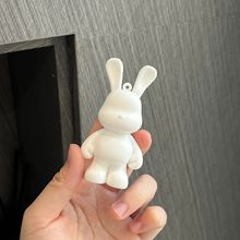 新款流体熊白胚批发抖音直播间DIY手工流体兔子迷你钥匙扣