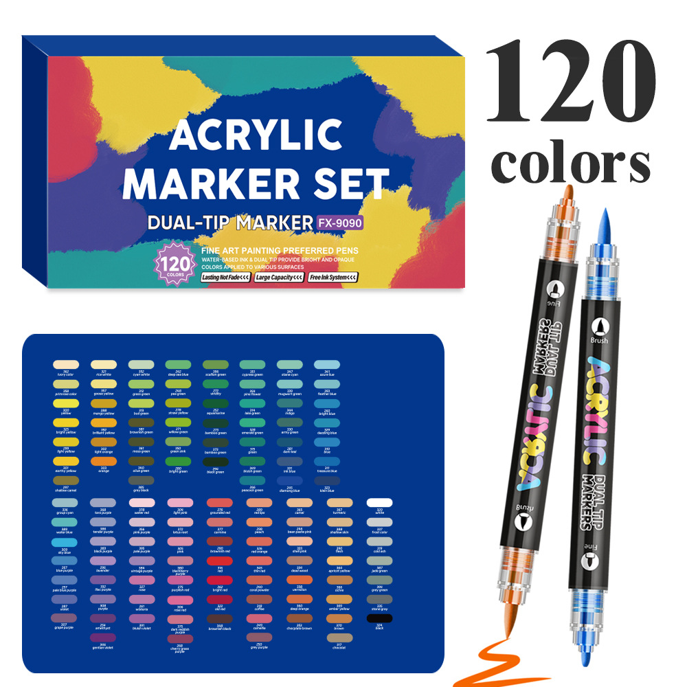Doble cabeza líquida recta acrílico marcador conjunto de cabeza dura suave 168 color pintura impermeable DIY pincel de estudiantes al por mayor