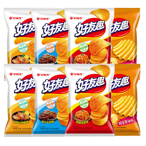 Honey Butter Flavor Potato Chips 45g, Korean Kimchi Beef French Fries, Potato Snacks 40g