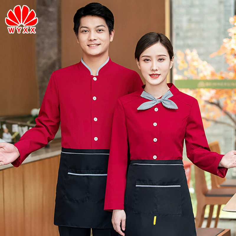 Отель Официант Рабочая одежда с длинным рукавом Мужская и женская гостиница Кофе Западный Ресторан Магазин гамбургеров Молочный чай Ресторан Кейтеринг Одежда