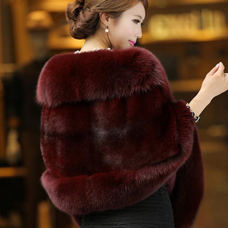 Autumn and Winter 2020 New Imitation Mink Fur Shawl Women's Fox Fur Collar Bridal Wedding Dress Short Cape Jacket