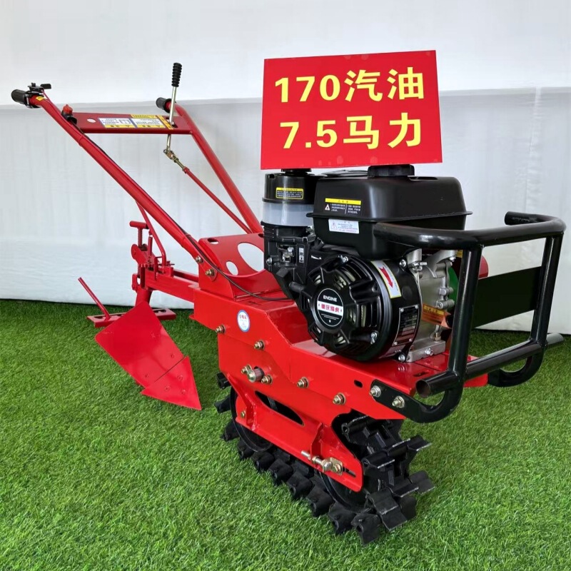 Export Model Tracked Mini Tiller, Multifunctional Single-Track Agricultural Small-Scale Vegetable Garden Soil Cultivator