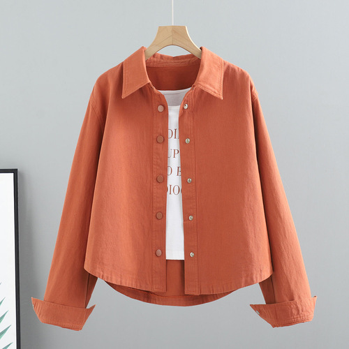 Women's Jeans Fashion Coat Spring and Autumn Short Version Korean Style Loose Matchable Long Sleeve Shirt Work Jacket Top Trendy