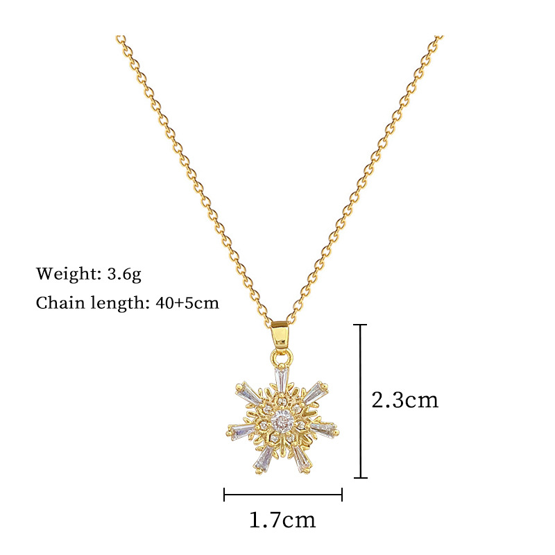 Snowflake Diamond Necklace Luxury Titanium Steel Collarbone Chain_voghion.com