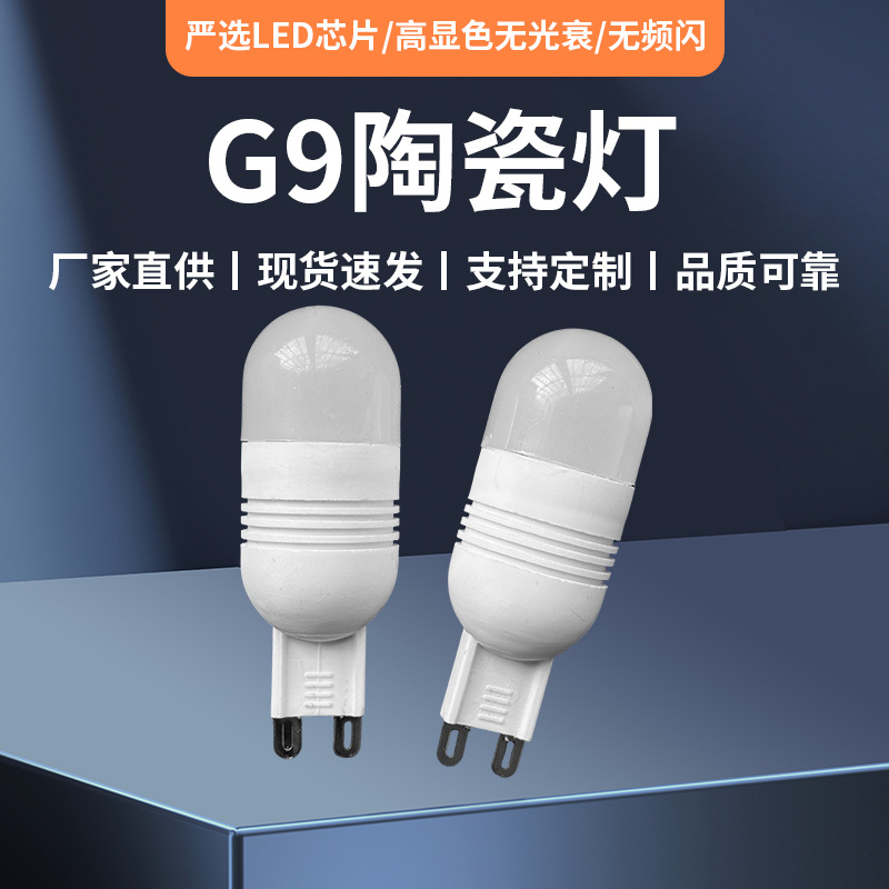 Factory Spot Wholesale Ledg9 Ceramic Lamp 2W Energy-Saving Light Source No Flicker G9 Lamp White Pc Cover Small Plug-In Light Bulb