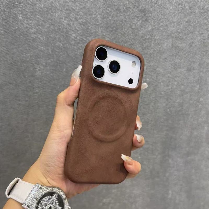 适用苹果17手机壳肤感磁吸羊巴皮半包iPhone17promax简约高级感新|undefined