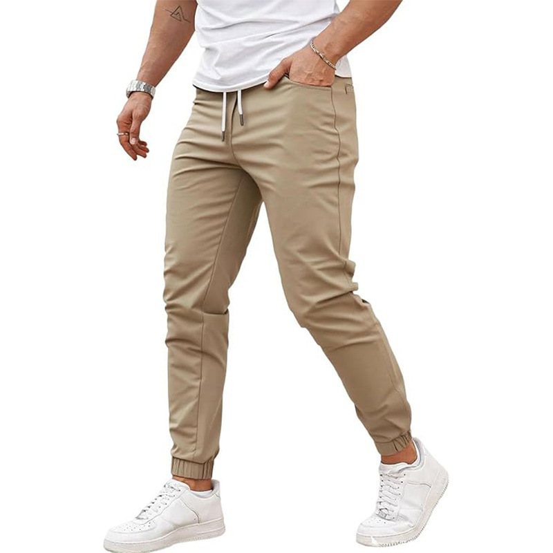 Men's Golf Jogging Pants Slim Fit Stretch Twill Elastic Waist Solid Color Jogging Pants