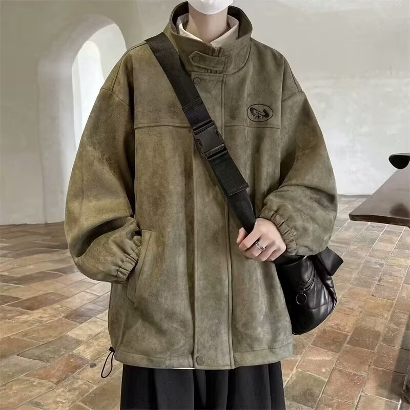 麂皮绒翻领夹克外套男士春秋季2025新款潮牌男生美式休闲男装|undefined