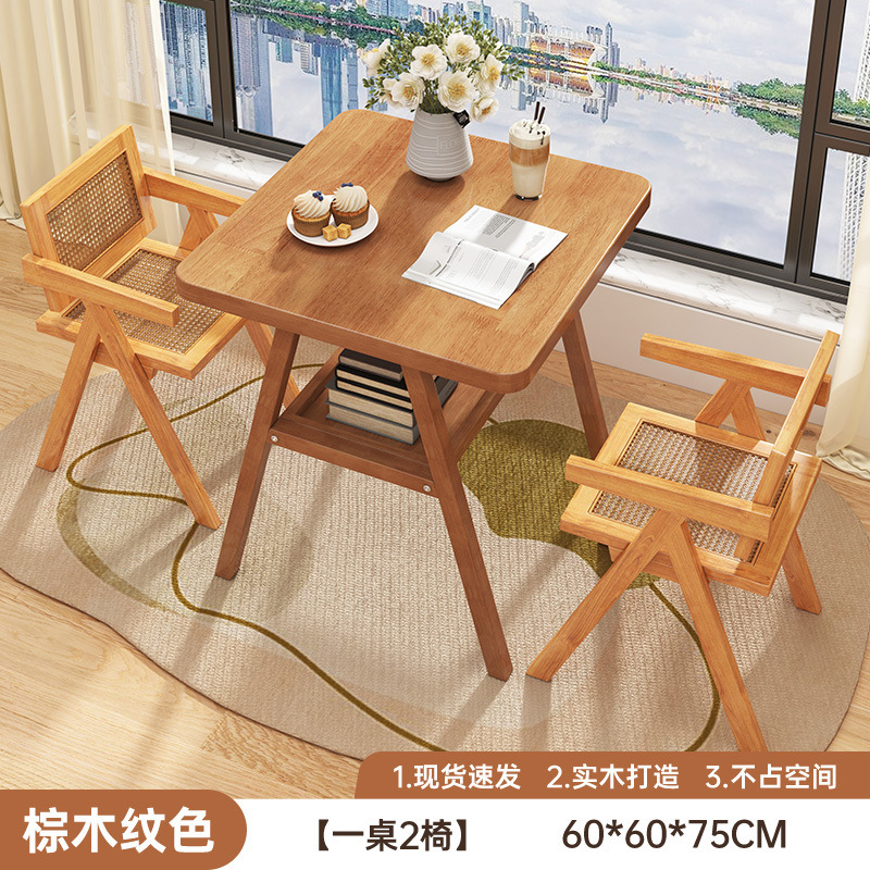 [앤티크 스타일 수납 테이블 및 의자 브라운 우드 컬러 60cm ]