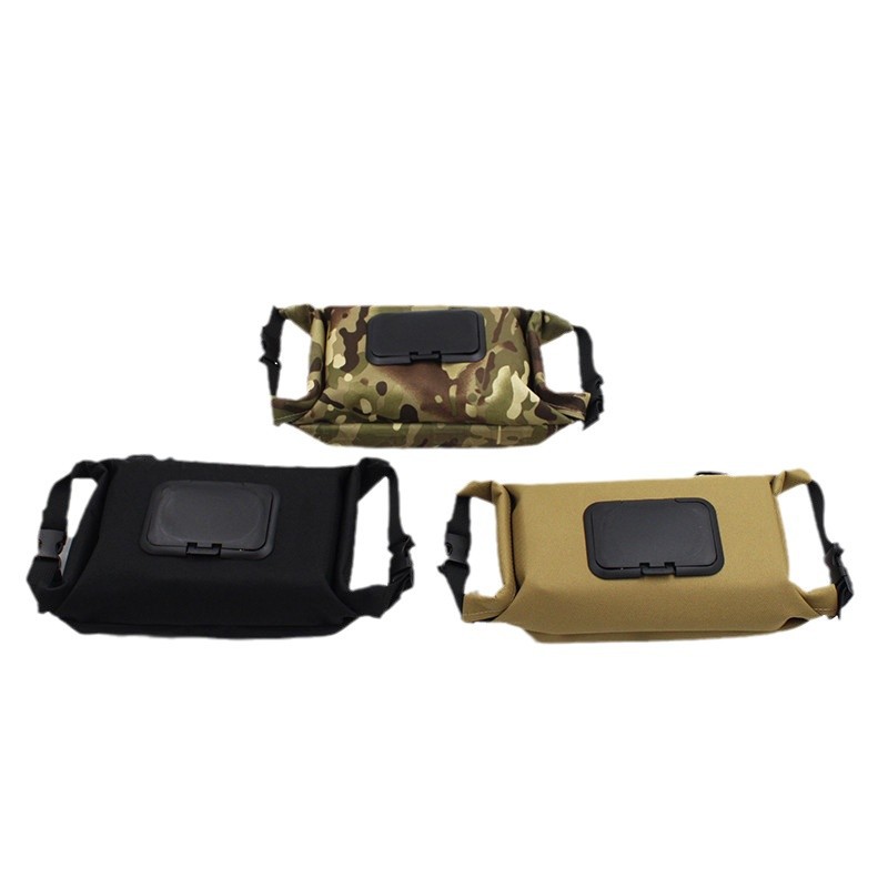 Colgante portátil multiusos hebilla caja de pañuelos en stock al aire libre camping camuflaje multicolor lienzo tejido húmedo caja de pañuelos