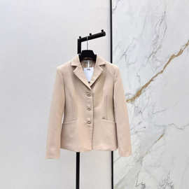 深圳南油25秋冬款时尚气质双口袋垫肩翻领单排扣收腰显瘦西装外套