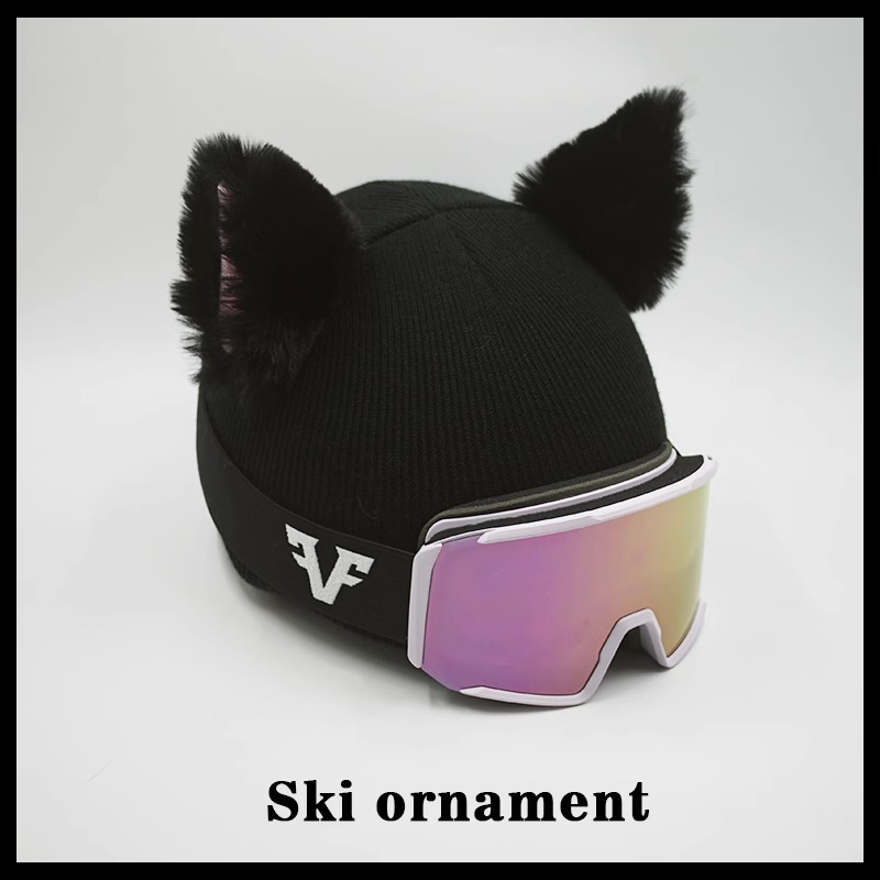 Cute Warm Hat Handmade Cat Ear Ski Helmet Cover Universal Gear