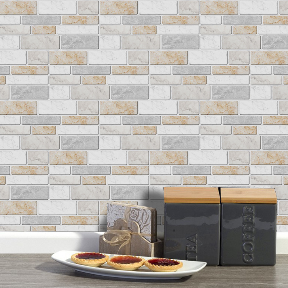 coloribbon peel and stick removable imitation marble brick wall sticker