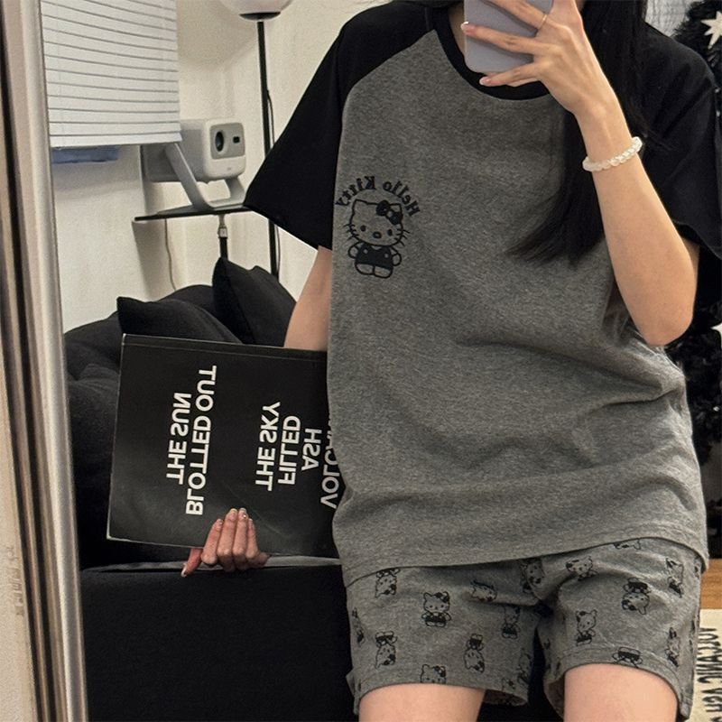 Fat mm200 Jin Pajamas Women's Summer Cartoon Short-sleeved Shorts Summer plus size Loose Summer Women's Home Clothes Fat mm200 Jin Pajamas Women's Summer Cartoon Short-sleeved Shorts Summer plus size Loose Summer Women's Home Clothes