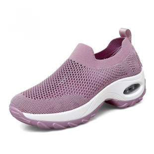 Summer Women's Shoes Breathable Hollow Mesh Sneakers Women's Inner Height Increasing Air Cushion Rocking Shoes Mesh Shoes Moms Shoes