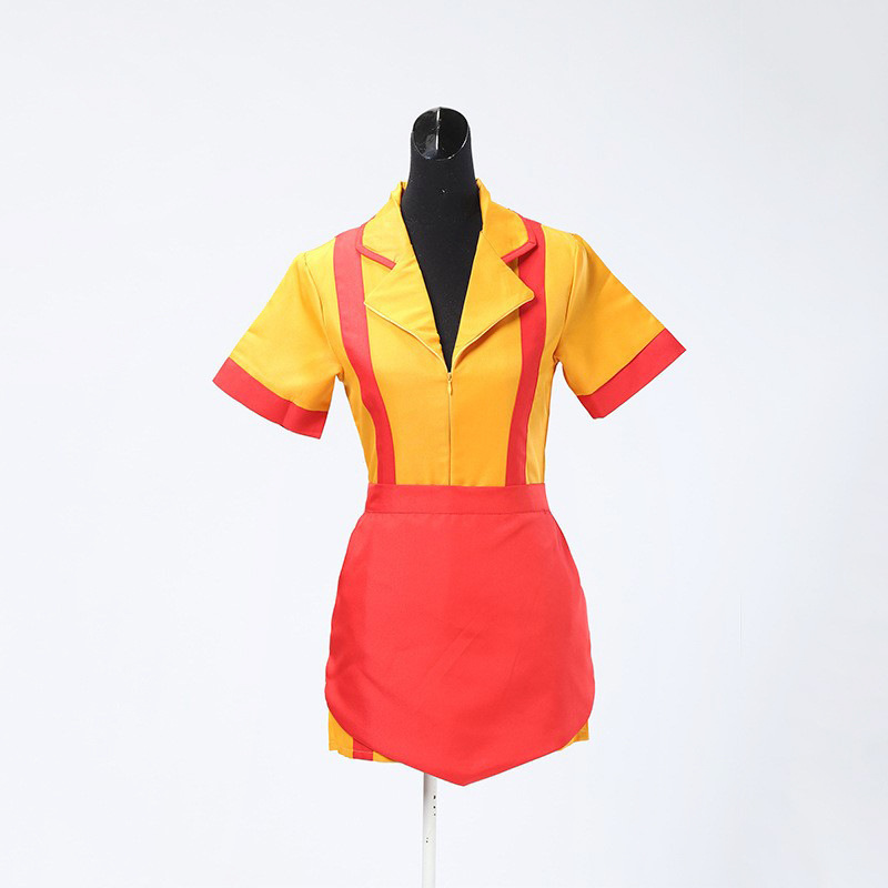 アメリカ劇の破産した姉妹のコスプレ映画とテレビの同じタイプのバーのファーストフードの作業服のハロウィンの制服のショートスカートのショー|undefined