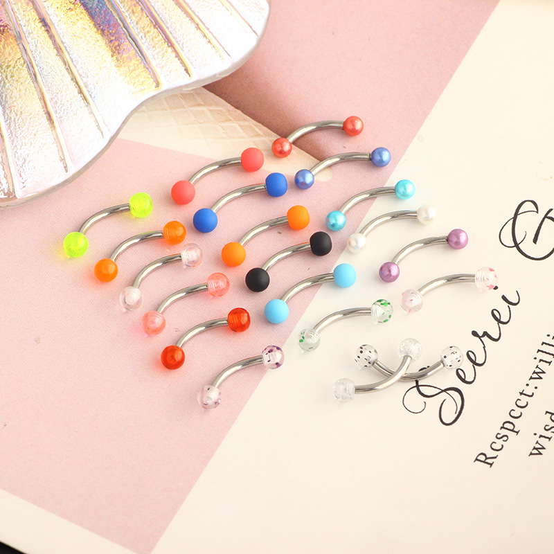 16G Stainless Steel Micro-Inlaid Zircon Eyebrow Ring Screw Ball Fashion Earrings Set of 10 detail image 6
