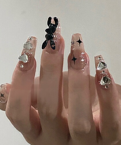 Sweet and Cool Spicy Bunny False Nail Sheet Long T Cross-border Milk Tea Color Finished Nail Decorative Nail Polish Nails