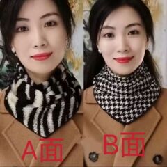 新しい女性の暗いボタンの三角タオルの保温のマフラーの薄い金の秋冬の首の保護の百合の偽の襟のマフラーの気質