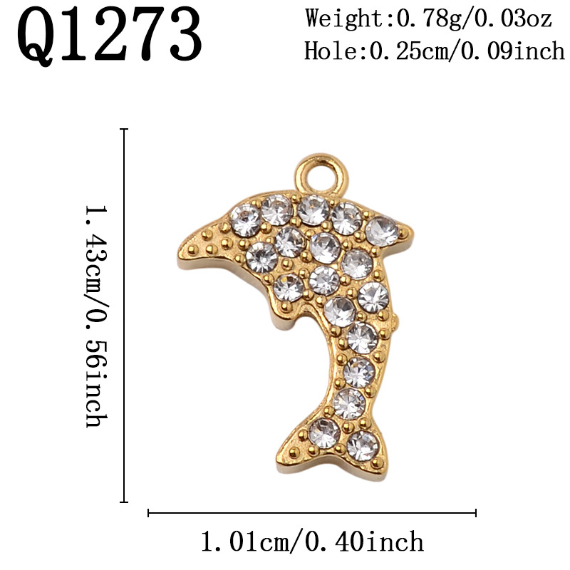Q1273 Vacuum plated 18K real gold/small dolphin