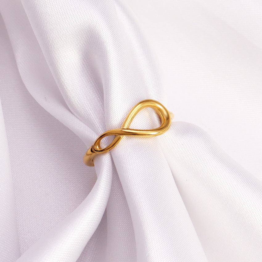 Holiday, Daily Occasion Wholesale Jewelry Casual Simple Style Infinity 304 Stainless Steel 18K Gold Plated Hollow Out Rings