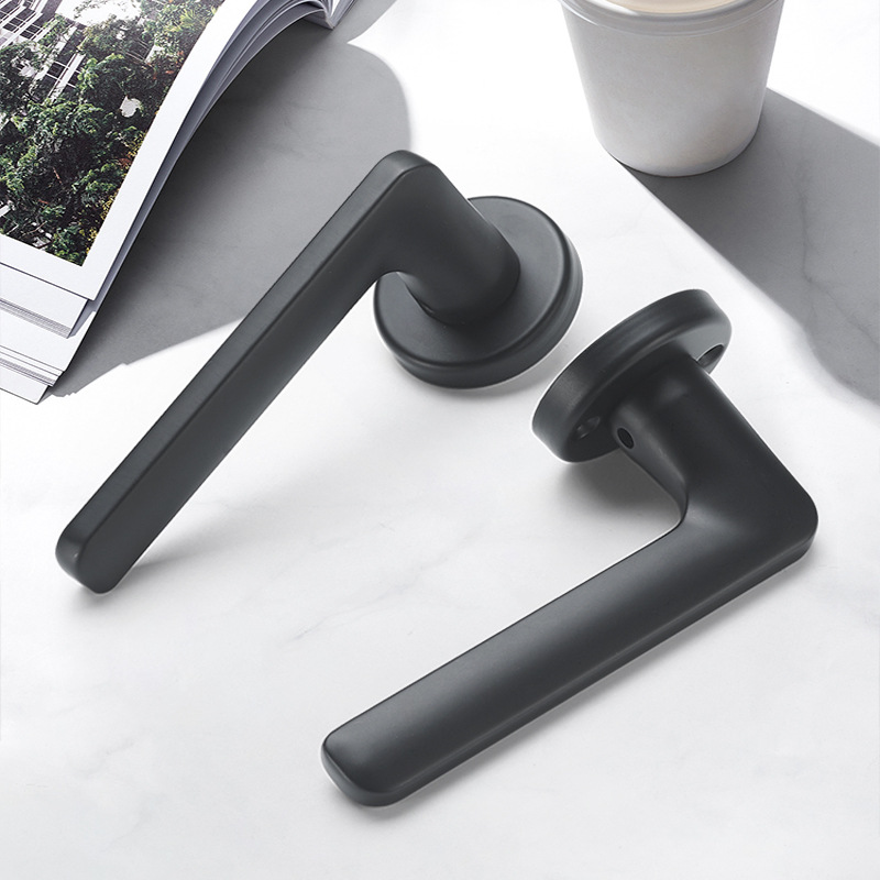 Cerradura de la puerta del dormitorio, cerradura de la puerta de madera sólida, cerradura universal, mango de puerta interior negro silencioso