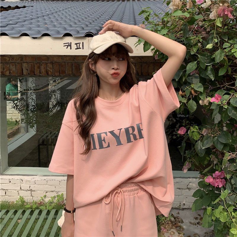 Letter Print Women's 2026 Summer Korean New Style Internet Celebrity Short-sleeve Shorts Loose Plus Size Sports_ecoleips.com