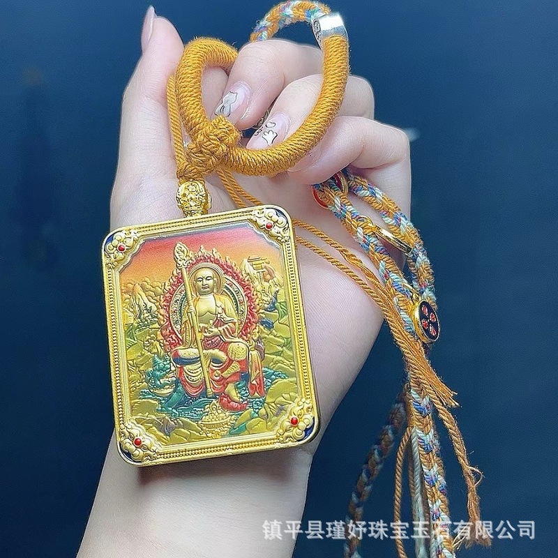 厂家批发双面立体唐卡吊坠地藏王谛听鎏金挂坠饰品吊坠嘎乌盒挂件|undefined