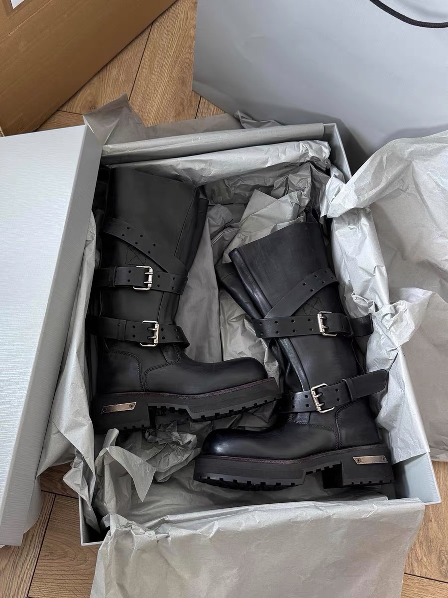 Retro Platform Knee High Boots For Women Punk Motorcycle Style_voghion.com