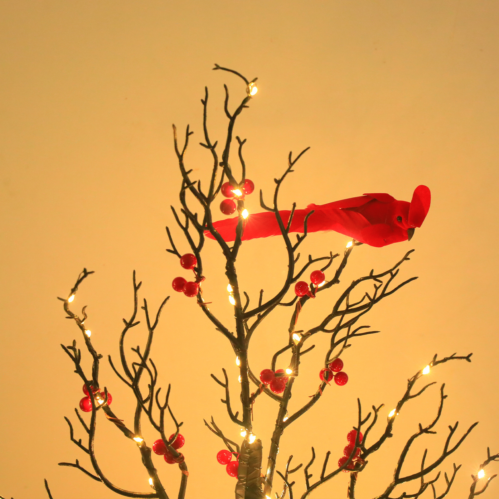 Glowing Red Bird Wrapped Tree Decoration For Living Room And Bedroom Atmosphere Arrangement Styling LED Color Light_voghion.com