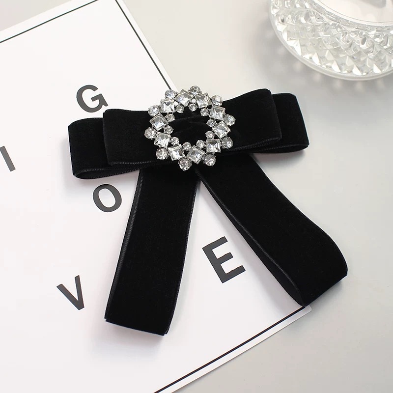 Camellia Brooch With Bowknot Ribbon Fabric Flower Pin Elegant Accessory_voghion.com