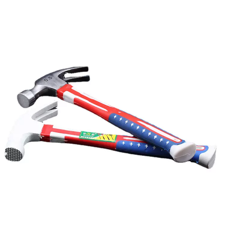 厂家批发 防滑吸钉羊角锤包塑 纤维柄羊角锤榔头起钉器五星羊角锤