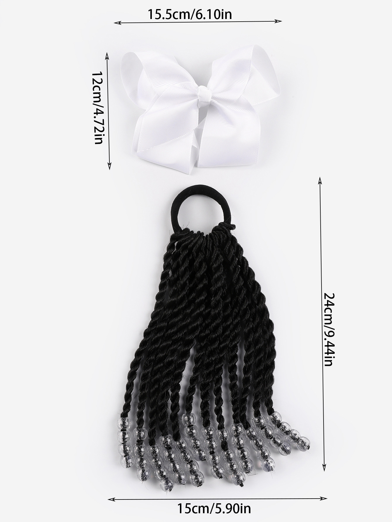 Punto trenza sucia con cuentas lazo para niños peluca de cola de caballo beaded ponytail para niños