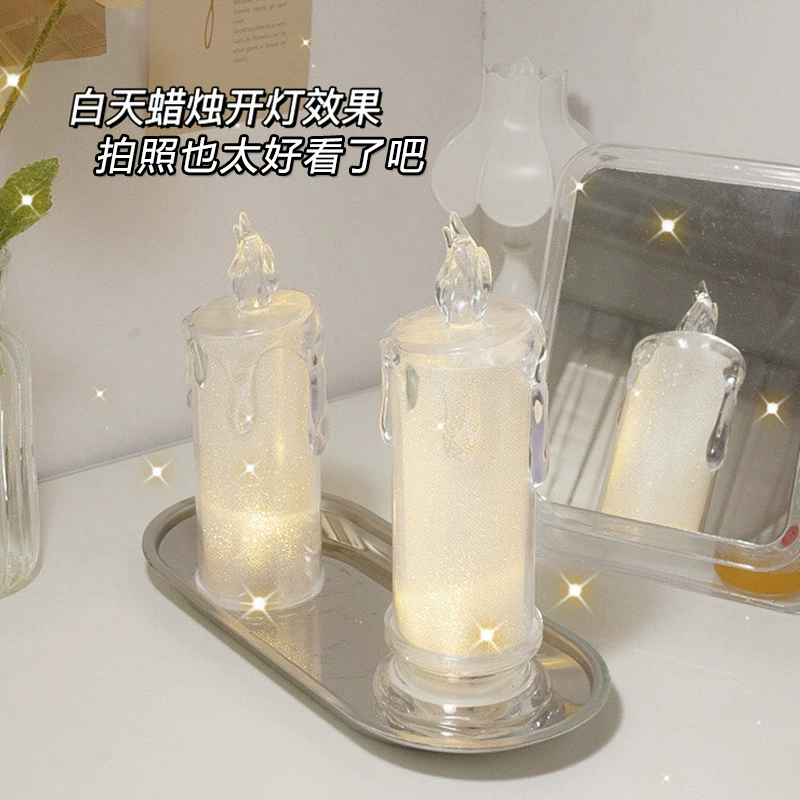 LED creative candle night light lantern, battery LR1130, warm light, with/without base