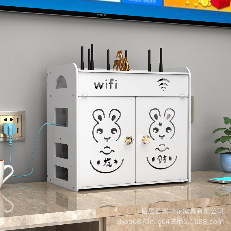 Strict selection of desktop storage box WIFI router TV set-top box rack non-perforated wall-mounted plug-in socket