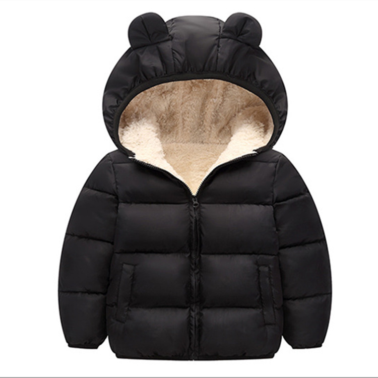 2021 Invierno nueva ropa de algodón acolchado de Cachemira para niños y niñas Orejas de conejo engrosadas ropa acolchada de algodón para niños