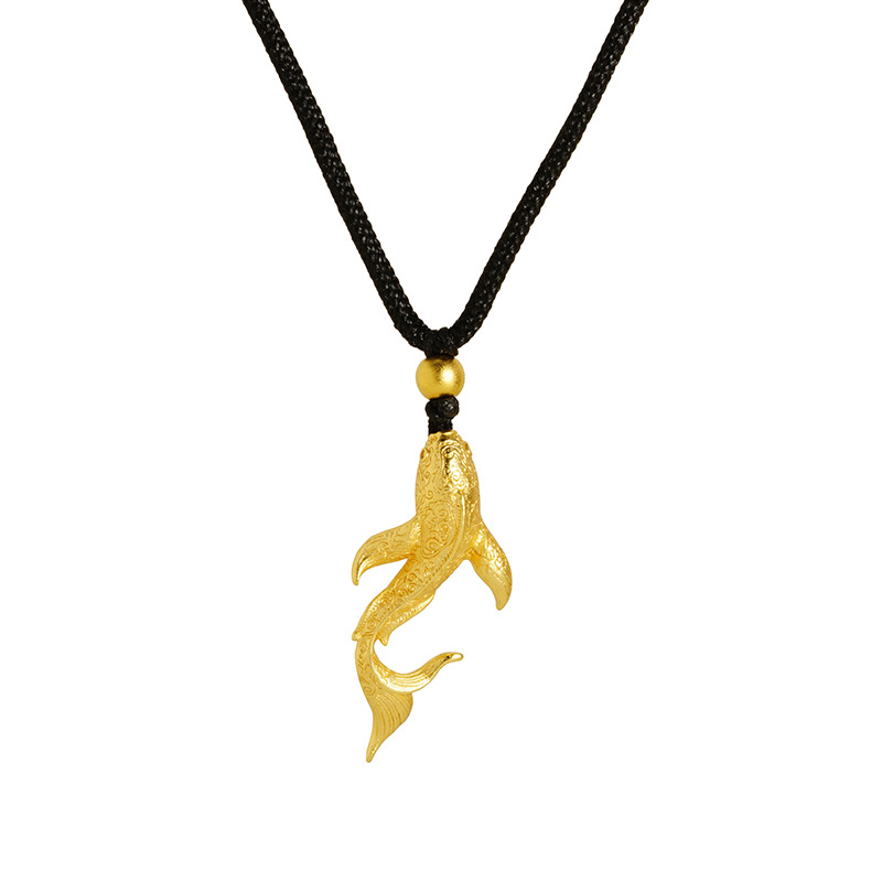 Vietnam arena oro pequeña ballena negro cuerda collar año por año peces chapado en oro Yiwu joyería al por mayor en vivo sala de transmisión colgante caliente