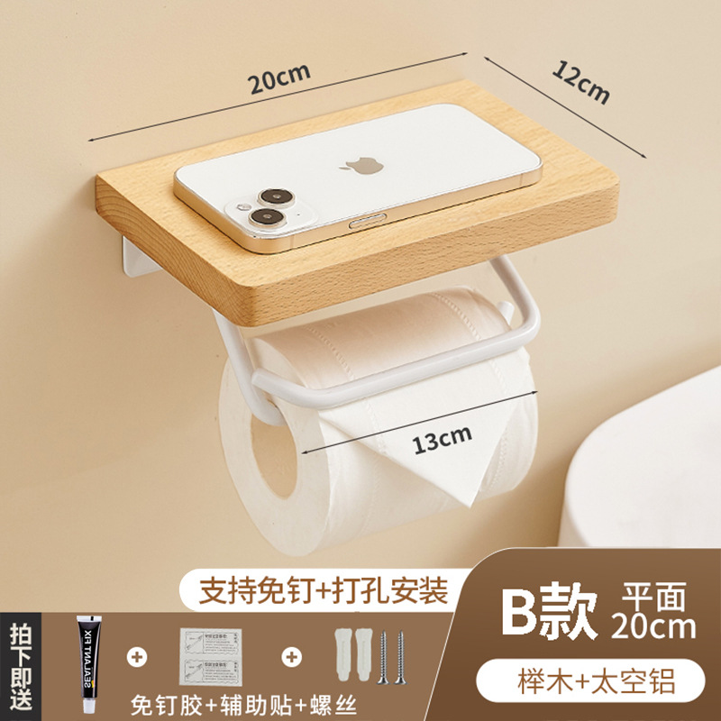 穴を開けない浴室のティッシュボックスの棚トイレのアイデア日本式トイレの白い木の巻き紙棚の壁掛け式