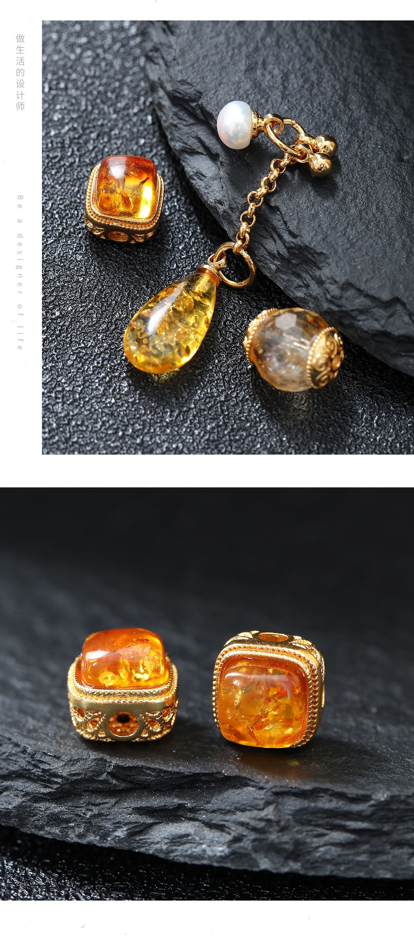 Natural Yellow Tower Crystal Random Loose Beads Handmade DIY Accessories Wenwan Bracelet 24K Gold Spacer Beads Citrine Bracelet Single Bead