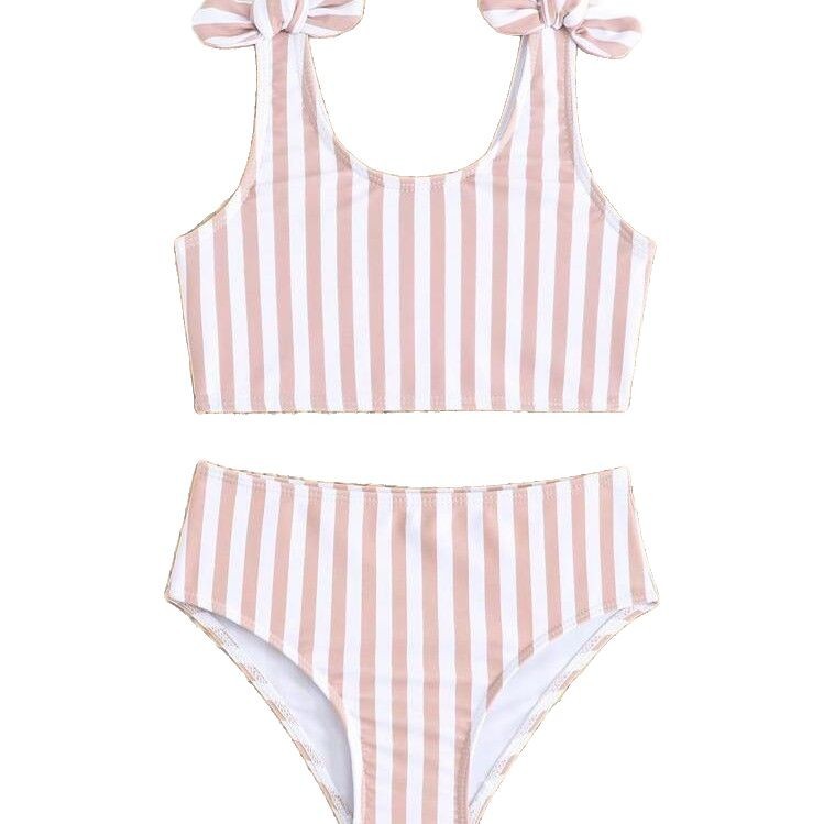 Sommerbadeanzug für Kinder, gestreift, frisch und niedlich, zweiteiliger Kinderbekleidungsstil_voghion.com