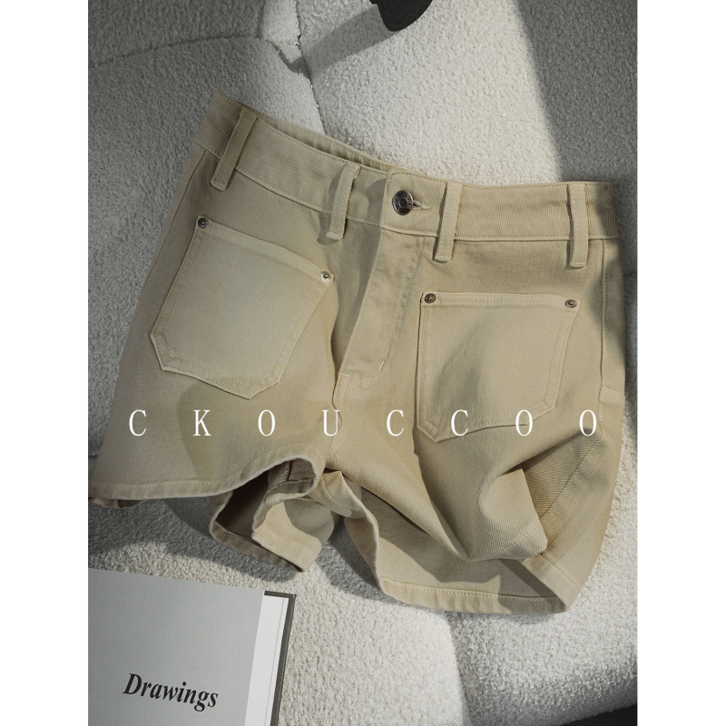 Rongtai Pure Color Lyocell Cotton Blend Denim Shorts for Women, Elastic Casual Slim Fit Versatile A-Line Flared Pants New Style Rongtai Pure Color Lyocell Cotton Blend Denim Shorts for Women, Elastic Casual Slim Fit Versatile A-Line Flared Pants New Style