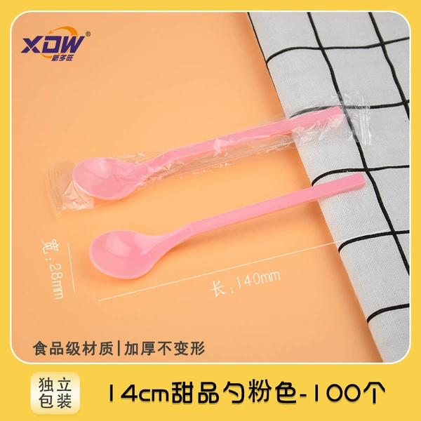 Independent packaging 14 cm pink dessert spoons 100