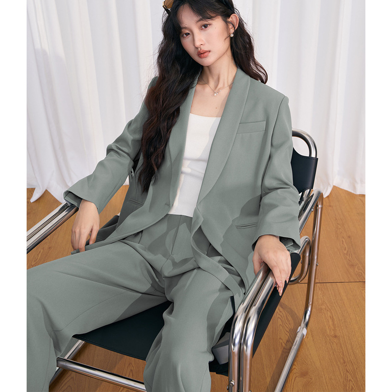 [Shengdu] Limited-time discount Korean-style minimalist old money style lace-up casual blazer and trousers set